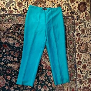 Vintage Ralph Ralph Lauren Vintage Turquoise Blue Straight Leg 100% Silk Pants
